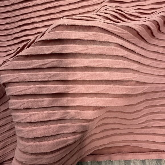 Eloquii Shirt Womens 14/16 Short Sleeve Tee Pink Textured Stripes Shimmer Top‎ - Picture 6 of 9